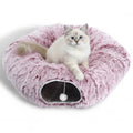 AUOON Plush Cat Tunnel Bed for Indoor Cats, 36"L x 36"W x 11.5"H, Rosiness - color: Rosiness