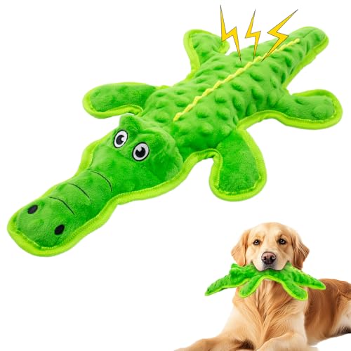 No Stuffing Dog Squeak Toys, Chew Toys for Small, Large Puppies Crocodile - color: Green