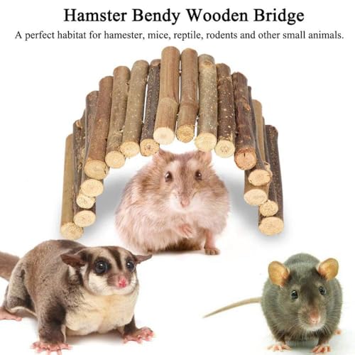 PINVNBY Hamster Toys, Wooden Hamster Ladder Bridge Tunnel Hide, Hamster Cage Accessories for Chinchillas Guinea Pigs Hamster Mouse Rat Ferre, Rodents Natural Hideout for Small Animals (8 Pack) - color: 8 PCS, Wood