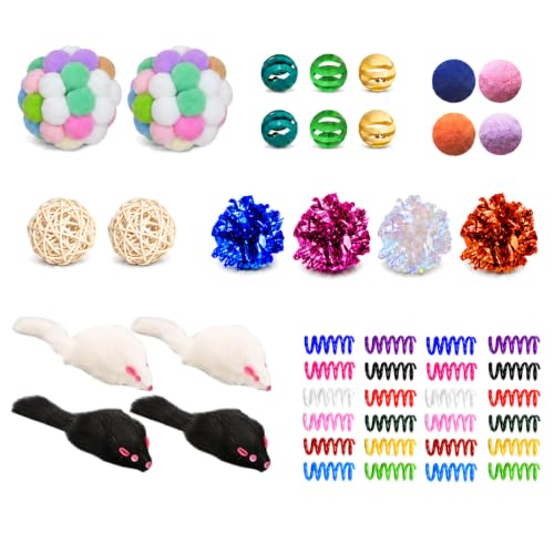 Cat Toys for Indoor Cats, 46 Pack Interactive Cat Toy Set for Kitten - size: 46 Packs