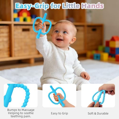 Fu Store Hollow Teether Tube Apple Shape Baby Teething Toy for Babies 0-36M - color: Pink, Dark Pink, Blue