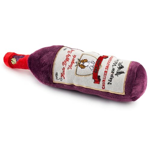 Haute Diggity Dog Cavalier Sauvignon Plush Dog Toy, Wine Parody Chew Toys - color: Cavalier Sauvignon (Maroon), size: One Size