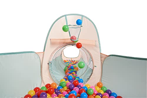 UTEX 3 in 1 Pop Up Play Tent with Ball Pit, Indoor/Outdoor Playhouse - color: Pink/ Green & Ball Pit