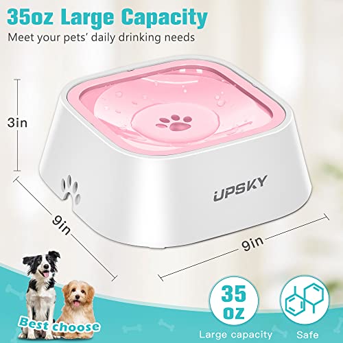 UPSKY 35oz No-Spill Pet Water Bowl, Slow Water Feeder for Dogs and Cats - color: Pink