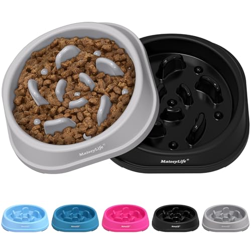 MateeyLife 2-Pack Slow Feeder Dog Bowls, 1 Cup, Dog Puzzle Feeder Bowl - color: B-Gray&Black, size: Small