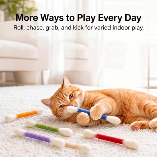 Catnip Toys for Cats, Cotton Swab Cat Toy, 6 Pack(6 Colors)