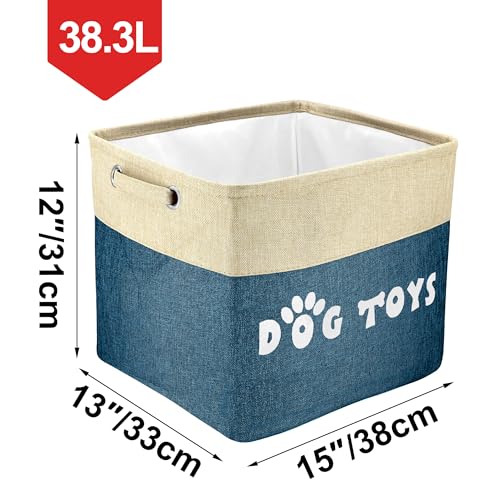 PET ARTIST Dog Toy Basket, Large Collapsible, Navy Blue, L:15"x13"x12" - color: Navy Blue, size: L:15"x13"x12"