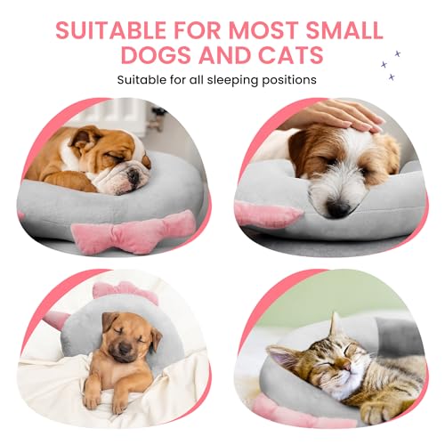 HiPetpy Dog Pillow-Soft Neck Pillows for Dogs, Washable Dog Calming Pillow - color: Pink