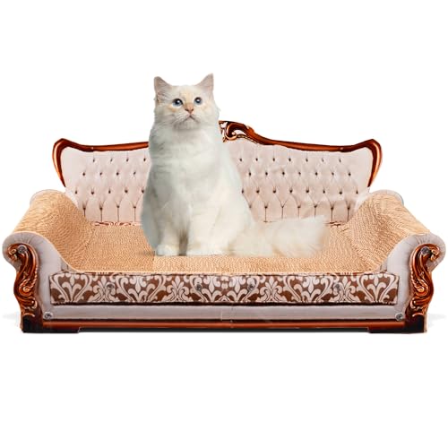 COOZMENT Scratching Sofa, Couch Shaped Thick Scratching Cardboard, Lounge Bed for Indoor Rest&Play, Sofa Scratcher Pad (Silver, 27.6" L X 12.4" W X 11.8" H) - color: Silver-Medium