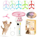 Cat Toy Disc Launcher,Rechargeable Interactive Cat Fetch Toy with 10 Discs - color: White