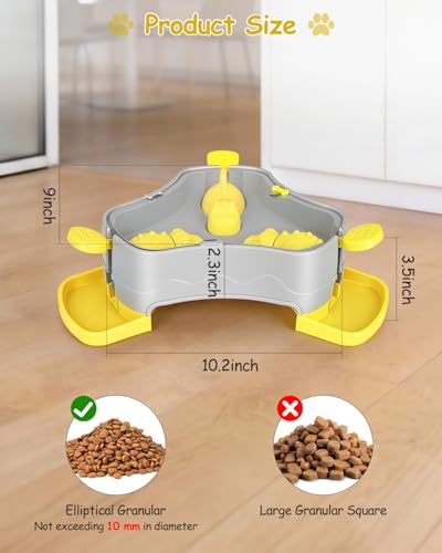 Dog Puzzle Toy, 3-in-1 Interactive Dog Puzzle Toys Press-Type Dog Treat Dispenser Toy Dog Enrichment Toy No-Slip Dog Slow Feeder Interactive Brain Training Toy for Smart Dog Cat, Yellow - color: Yellow+Grey