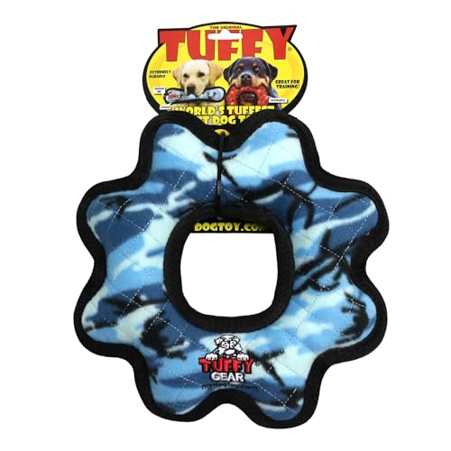 TUFFY® 2 Pack Ultimate Gear Ring Ultra Durable Plush Dog Toy - color: 2PK Blue Camo Gear Ring