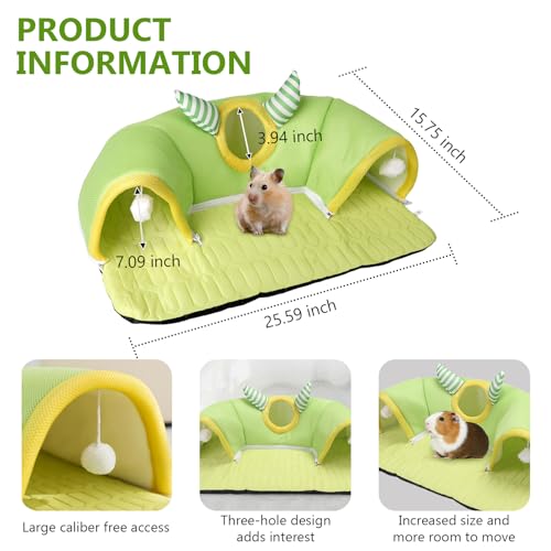 Guinea Pig Hideout & Tunnel Set, Washable Bed for Small Animals
