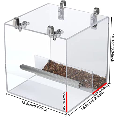 No Mess Bird Feeder for Cage, Automatic Acrylic No Mess Bird Feeder Cage - size: Large