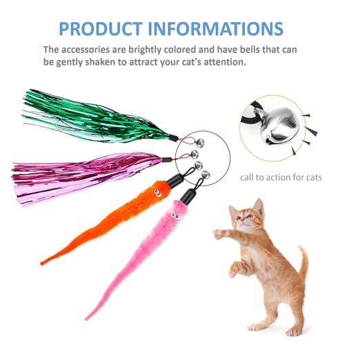 2pcs Retractable Cat Wand Toys,Cat Fishing Rod with 11pcs Cat Feather Toys Refills,Cat Toys Wand for Indoor Or Outdoor Cats.