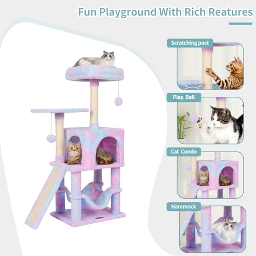 Cut Cat Tree Cat Tower Condo with Hammock Kittens Scratching Post Rainbow - color: Rainbow