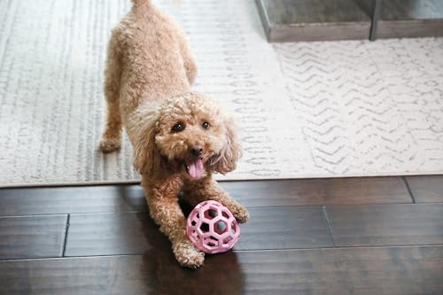 JW Pet HOL-ee Roller Dog Puzzle Ball, Medium 4.5in, Natural Rubber, Pink - color: Pink, size: Medium