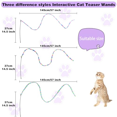 Cat Wand Toys Interactive Kitten Toys-3 Packs - size: 3 PCS