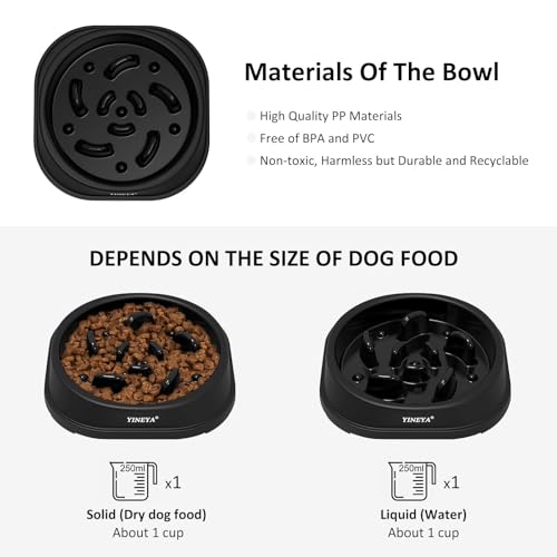 YINEYA Anti-Choking Slow Feeder Dog Bowls Small Size Dog, Slow Feeder Cat Bowl, Supplies and Puzzle for Pet - color: G - Black, size: Small