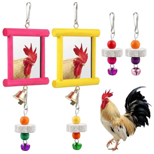Sumind 2 Pcs Chicken Mirror Toys, Rose Red,Yellow, 3.94 x 3.94 Inches - color: Rose Red,Yellow, size: 3.94 x 3.94 Inches