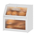 White Bread Box, Extra Large Bamboo Wood Bread Box, White Bread Storage Container - color: White, size: Extra Large