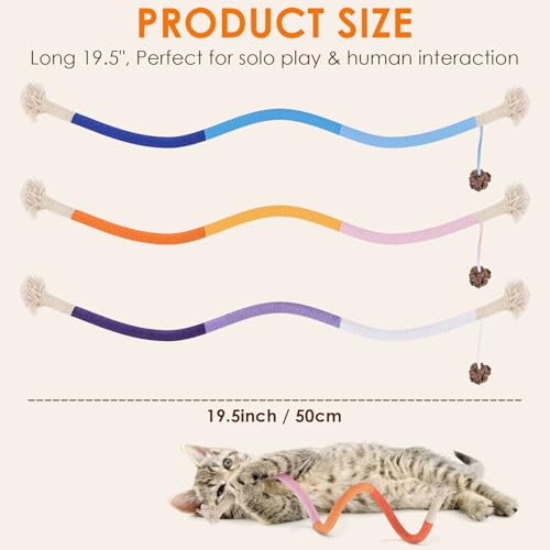 TINDTOP Cat Toys Chew Ropes, 3 Pack Interactive Cat Nip Kicker Toy - color: 3 Pack Ropes