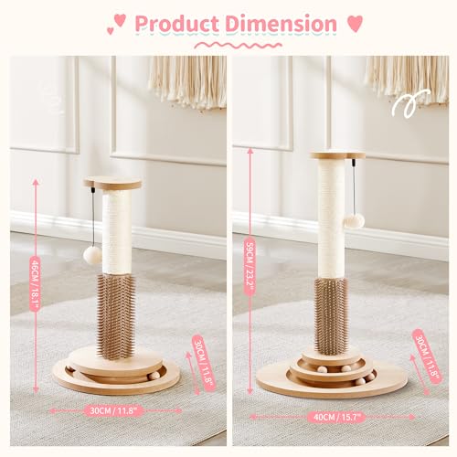 Made4Pets Cat Scratching Post for Indoor Cats with Self Groomer, 23" - size: 23"H