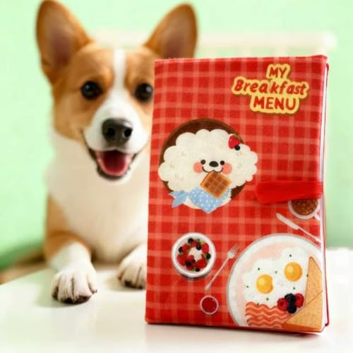 Dog Toy Snuffle Sound Book Treat Hide Puzzle (Breakfast MEU) - color: breakfast meu