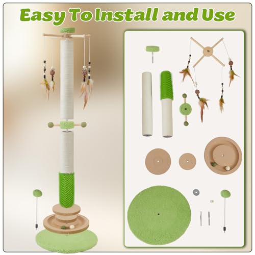38" Tall Sisal Cat Scratching Post with Stable Base for Indoor Adult Cats - size: 38 Inch Tall