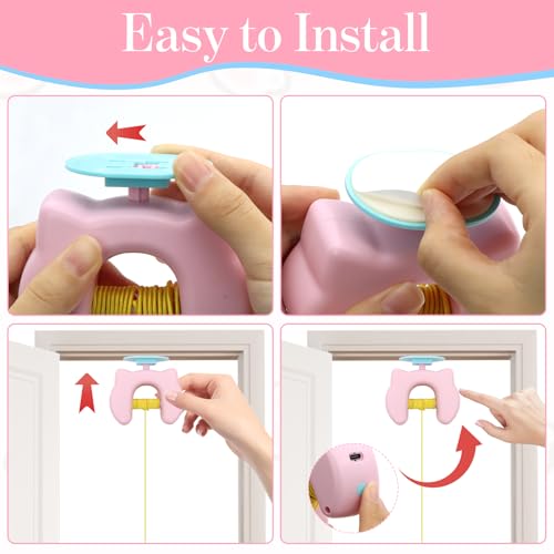 Cat Toys Interactive, Kitten Hanging Toys for Indoor Cats with 1*Caterpillar & 2*Flying Bird Toy, Automatic Door Frame Cat String Toy for Bored Indoor Adult Cats,Detachable,Rechargeable Design - color: Pink
