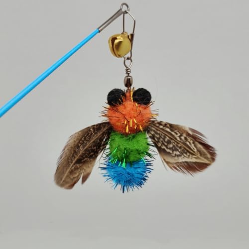 miwoowim 6PCS Bee Feather Cat Wand Refills, Interactive Teaser Replacements - color: 6 yellow bees