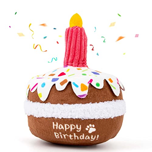 lilfrd Dog Birthday Toy, Squeaky Plush Birthday Cake Puppy Gift - style: Birthday Cake