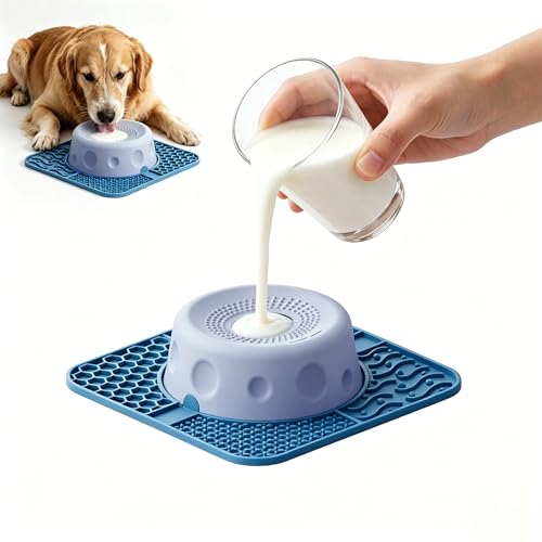 Slow Feeder Dog Bowls with Rolling Ball & Lick Mat for Dogs and Cats - color: Light Green-A