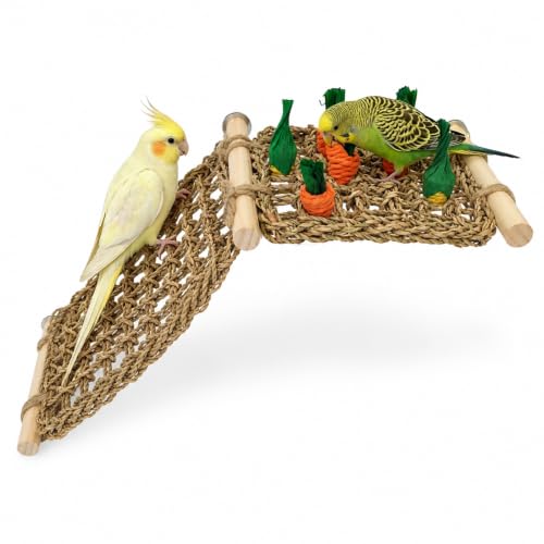 Parrot Chewable Natural Seagrass Woven Hammock,Natural Parrot Net(Carrot) - color: Splicing