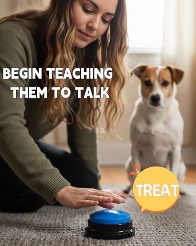 Dog Talk Buttons Voice Recording Button for Communication and Pet Training 30-Second Record & Playback Talking Button for Study, Office, Family, and Kids (Midnight Blue, one) - color: Midnight Blue