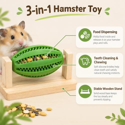 Hamster Enrichment Toy, Rotating Guinea Pig Slow Foraging - color: Green