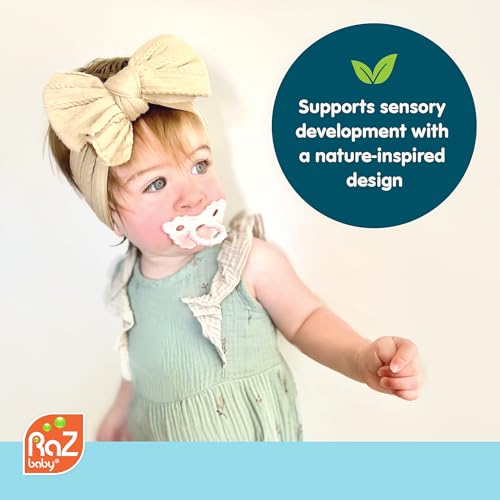 RaZbaby Bear RaZbuddy w/RaZberry Teething Relief Pacifier – Soothes Sore Gums w/Nature-Inspired Texture, 100% BPA-Free Silicone Teether, Detachable Stuffed Animal – 3 Months+ Teether, Coconut - color: Bear