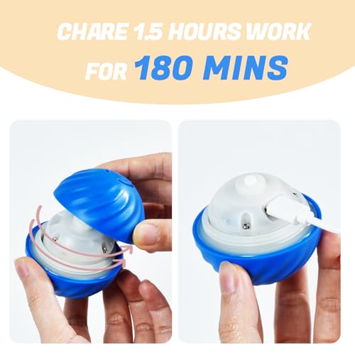Interactive Dog Ball, Automatic Moving Toy Ball with Cover for Large Dogs, Self Rolling Best Boredom Toys for Gift, Dog Toys to Keep Them Busy(Medium:2.7inch) - color: Blue, size: M 2.7in