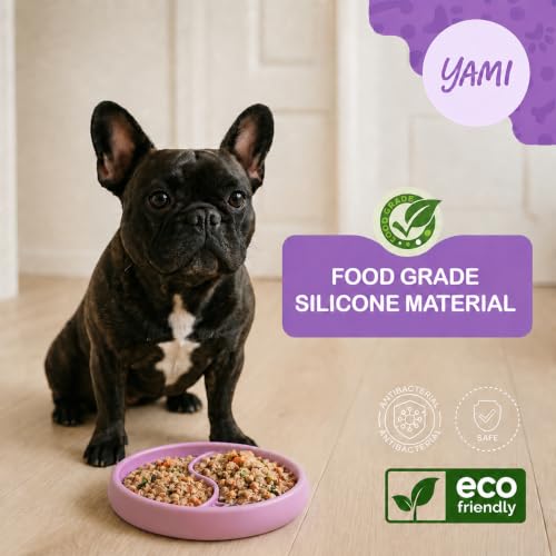YAMI Dog Lick Bowl, Lick Mat for Dogs, Wet Food Cat Slow Feeder, Freeze Bowl, Enrichment & Puzzle Toy for Anxiety Relief, Food-Grade Silicone, Suction Cups, Dishwasher Fit, for All Breed (Light Pink) - color: Light Pink