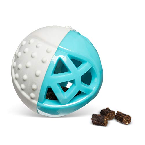 Messy Mutts Totally Pooched Catch n Squeak Ball, 3.5 Inch, Grey/Teal - color: Grey / Teal