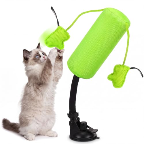 1 Pcs Cat Punch Bag Toy Suction Cup Base Catnip,Neon Green - color: Neon Green