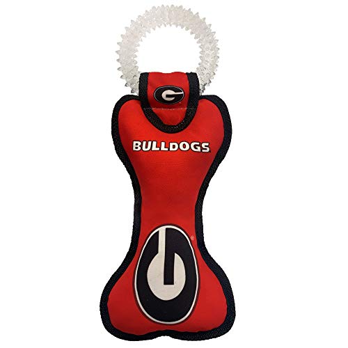 Pets First NCAA Georgia Bulldogs Dental Dog TUG Toy with Squeaker. Tough PET Toy for Healthy Fun, Teething & Cleaning Pets Teeth & Gum - color: Georgia Bulldogs