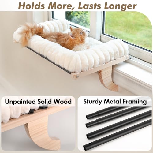 Cloud-Soft Cat Window Sill Perch, Zipper Design Cushion Pet Bed, L - color: White, size: Large(24.4''x15'')