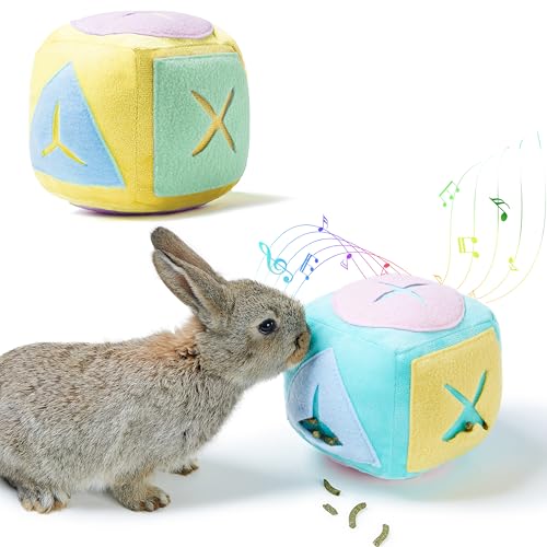 2Pcs Rabbit Foraging Toy with Bell, Washable Puzzle Feed Game Toy - size: 2pcs