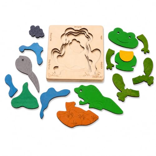 Life Cycle of a Frog 15 Piece Wooden Multilayered Jigsaw Puzzles for Kids Educational Toy and Gift for Boys & Girls 3 Years and Above - style: Lifecycle of a Frog