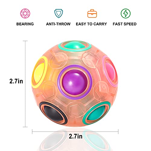 Vdealen Magic Rainbow Puzzle Ball, Fidget Ball Puzzle Brain Teaser Fidget Toy for Boys & Girls- Birthday Party Easter Valentines Christmas Stocking Stuffers for Kids Teen & Adults-2 Pack - color: Blue&pink