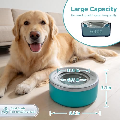 Stainless Steel Dog Water Bowls, No Spill Water Bowls for Dogs, Lakeblue - color: LakeBlue