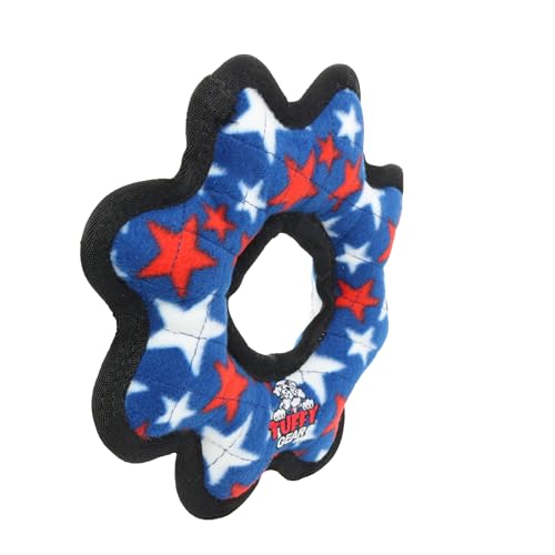TUFFY® Gear Ring Medium Ultra Durable Plush Dog Toy - color: Blue Medium Gear Ring