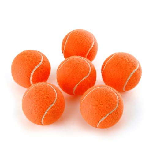 PHOEPET 6-Pack Tennis Balls for Beginner Training Practice- Bulk Dog Balls - color: Orange-6 Pack, size: Medium 2.5"- 6 Pack