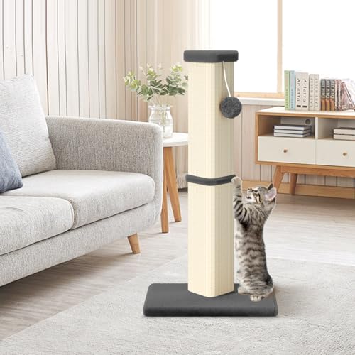 Cat Scratching Post, 32 Inch Tall Scratching Post for Indoor with 5 Inch Diameter Posts and Ball Cat Scratcher for Medium and Large Cats - color: Gray
